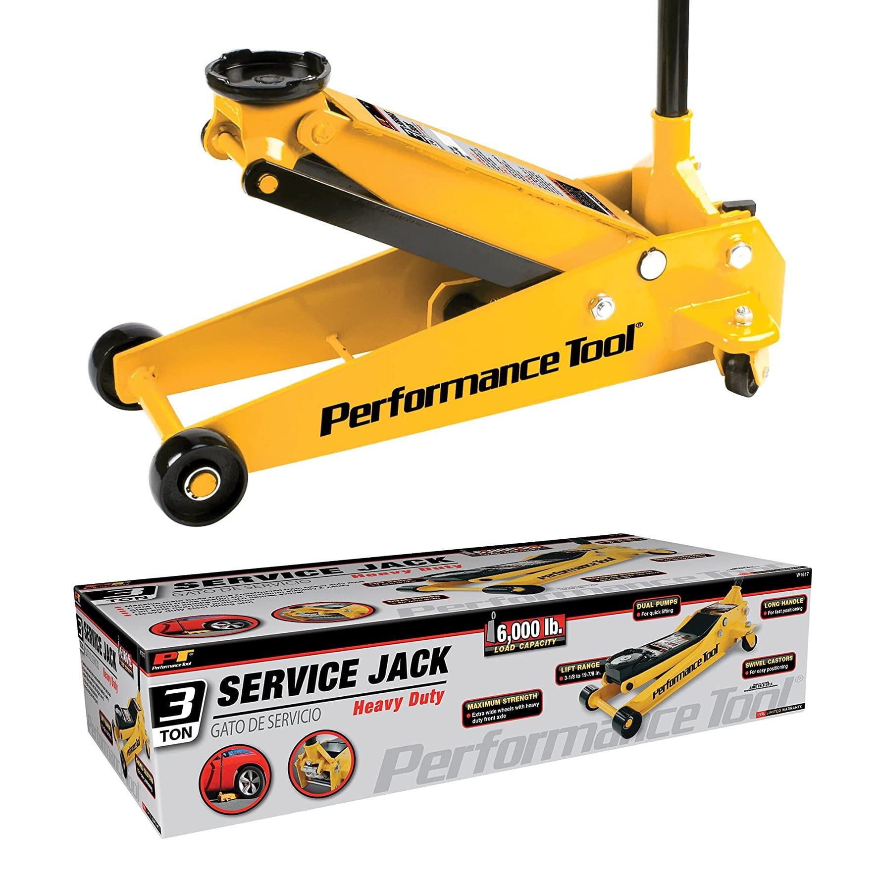 Performance Tool W1617 3-Ton 6,000 Lb Heavy Duty Garage Service Jack - Walmart.com