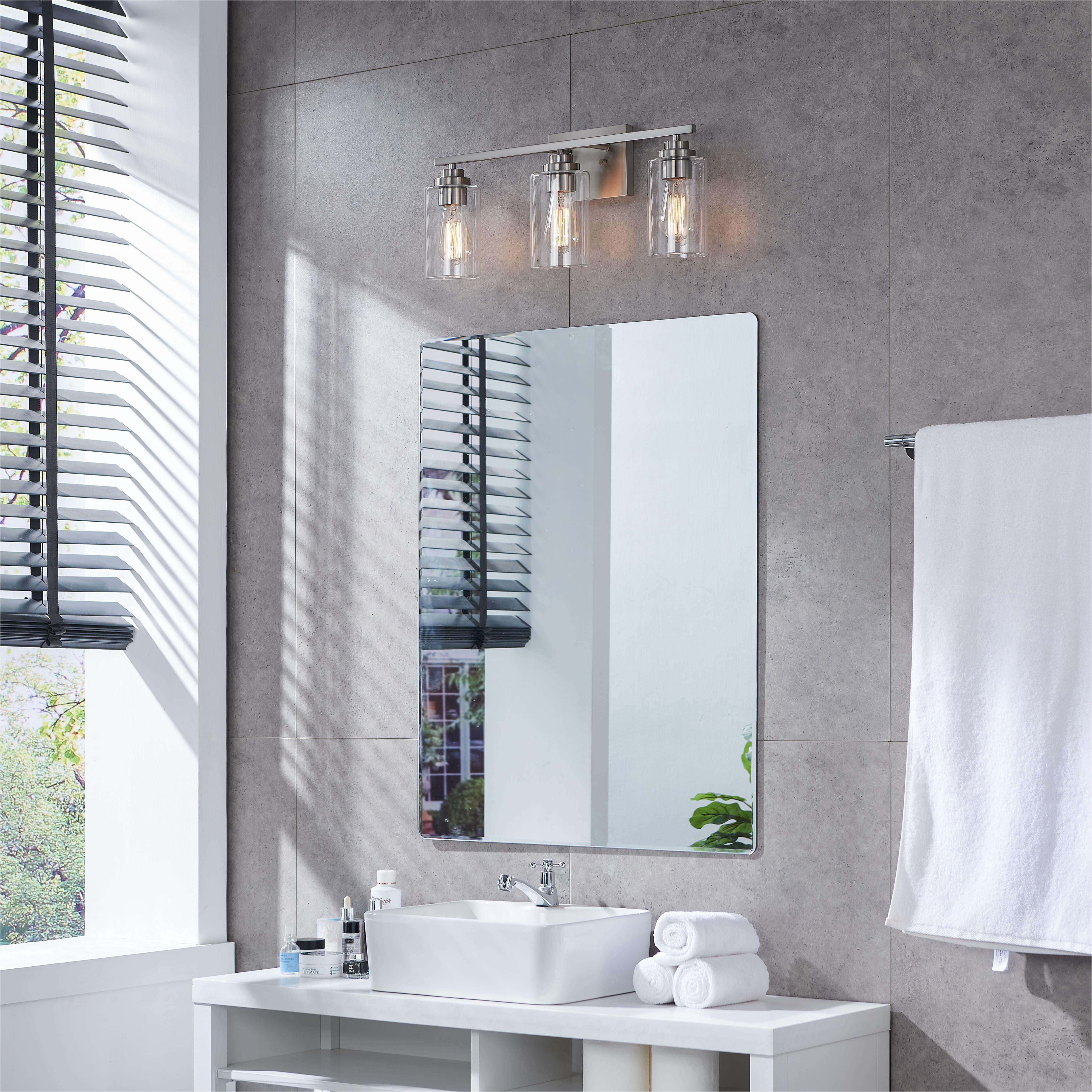 Kyrid Bathroom Vanity Light Fixtures, 3 Light Modern Wall Lamp with Glass Shade for Mirror Bedroom Hallway