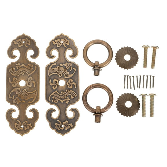 WASHWEPE 2Pcs Brass Square Door Pull Handle for Furniture in Chinese Style