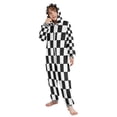 thumbnail image 5 of Soft Big Kids Onesie Pajamas Cozy Loose-Fit Jumpsuits for kids with Pockets for Christmas Lounge & Play Black and White Check, 5 of 8