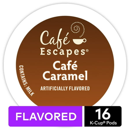 Café Escapes Café Caramel, Keurig K-Cup Pods, Specialty Beverage, 16 Count