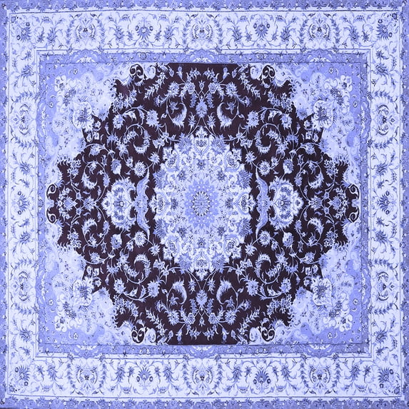 Ahgly Company Indoor Square Medallion Blue Traditional Area Rugs, 3' Square