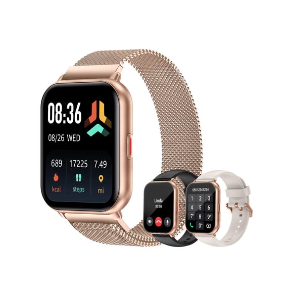 Smart Watches for Women Men (Answer/Make Calls, 3 Bands), 1.85" Fitness Tracker Watch for iPhone/Android Phones with Heart Rate Monitor Sleep/Steps T