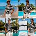thumbnail image 4 of Xixirimido Zebra Stripe Black Print Hawaii Couple Matching Outfit Men's Hawaiian Shirt and Women's Summer Sleeveless Dress Soft Midi Beach Dresses Matchable Couple Outfits, S, 4 of 7