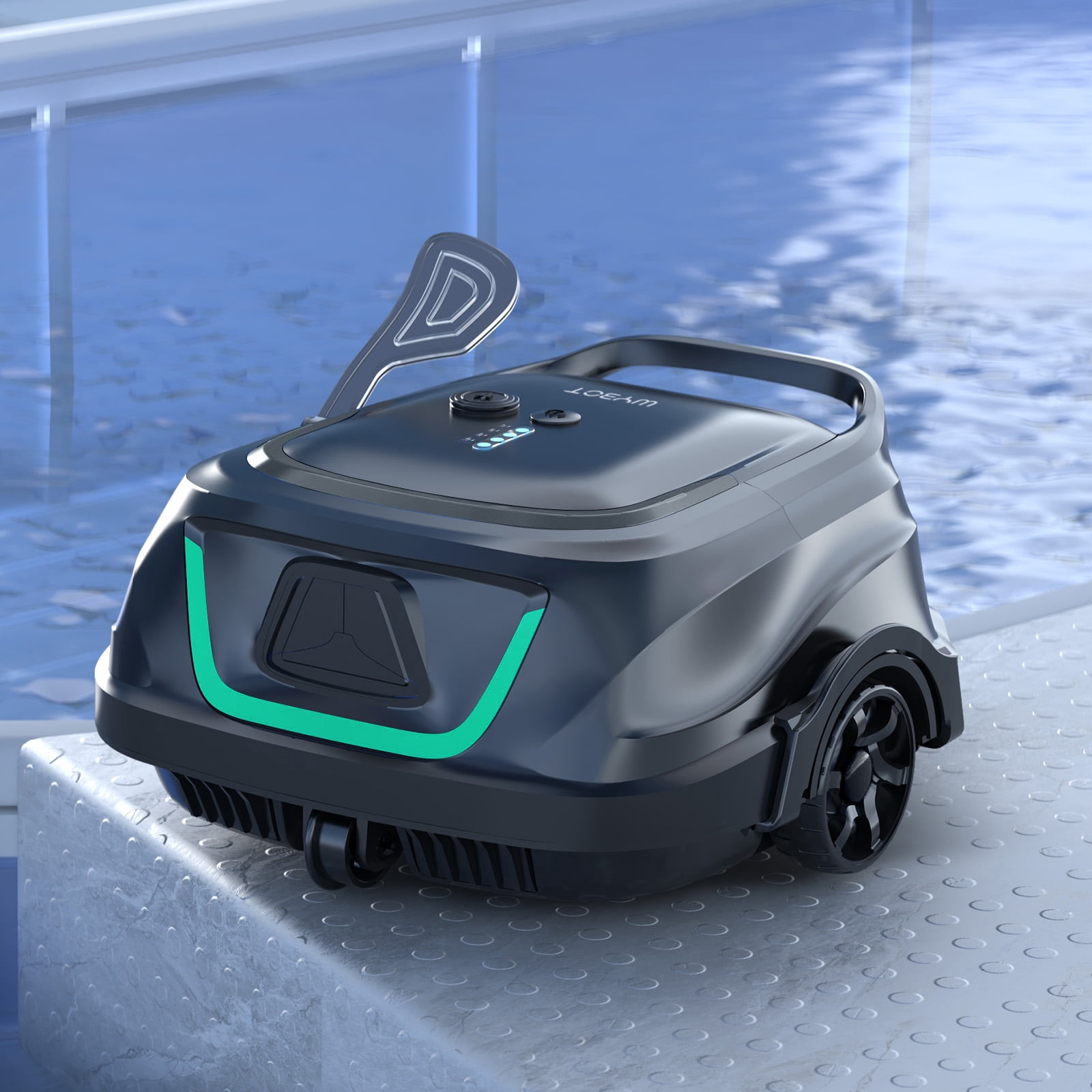 WYBOT A1 Cordless Robotic Pool Cleaner, Automatic Pool Vacuum for Above Ground Pools with 120 Mins, Double Filters, LED Indicator, Charge in 2.5H, 4 Cleaning Modes, Black & Green