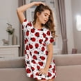 thumbnail image 3 of Easygdp Ladybug And Heart Camisón de manga corta para mujer, informal, estampado, 3 of 6