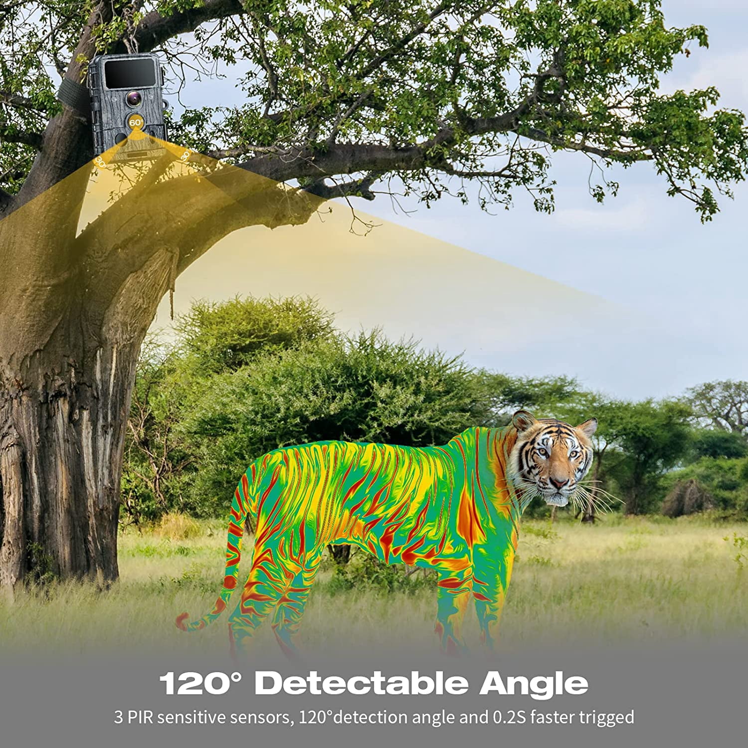 CAMPARK WiFi Trail Camera 4K 48MP Game Hunting Deer Cameras with Night Vision IP66 Waterproof  Motion Activated 2.4"LCD for Wildlife Monitoring