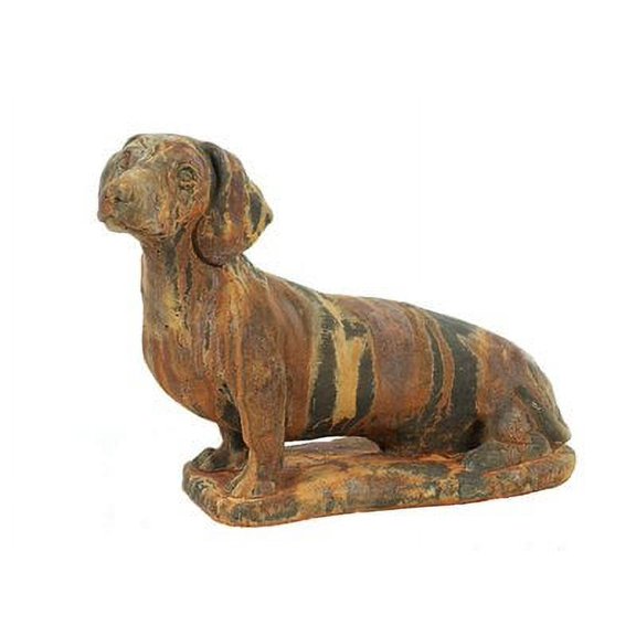 Solid Rock Stoneworks Large Dachshund Stone Statue 14" Tall Rust Color