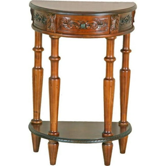 International Caravan Windsor Half Moon Console Table in Walnut Stain