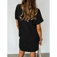 thumbnail image 2 of Womens Casual Summer Crewneck Short Sleeve Ribbed Mini Tshirt Dress, 2 of 5