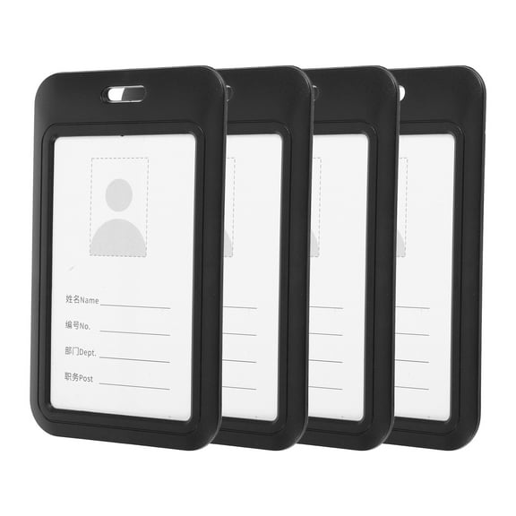Black ABS ID Badge Holders with Clear Window for Office Use 4 Pieces Vertical Card Case