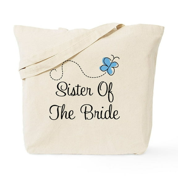 CafePress - Sister Of The Bride Blue Butterfly Tote Bag - Unisex Canvas Tote Bag, Beige, 1-Piece