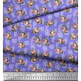 thumbnail image 2 of Soimoi Purple Viscose Chiffon Fabric Leaves & Grandiflora Roses Floral Printed Fabric 1 Yard 42 Inch Wide, 2 of 3