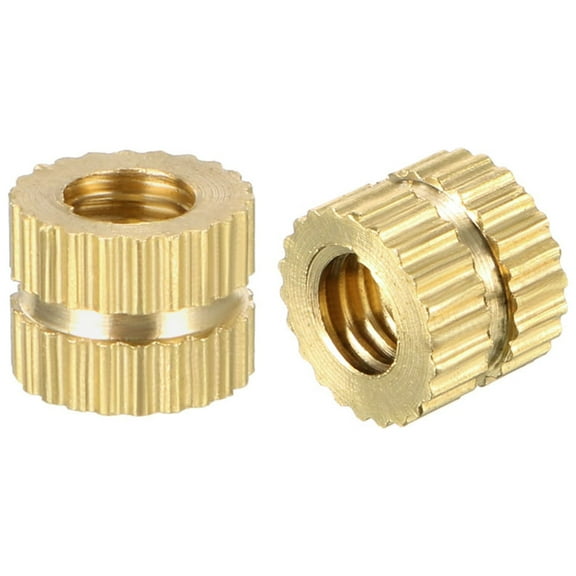 M4 x 5mm(L) x 6.4mm(OD) Brass Knurled Threaded Insert Embedment Nuts 50 Pcs