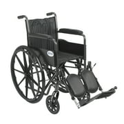 Drive Medical Silver Sport 2 Wheelchair, Non Removable Fixed Arms, Elevating Leg Rests, 16" Seat