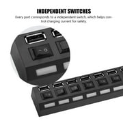 Tebru 7 Port USB Hub,USB 2.0 Hub Splitter,480Mbps 7 Port USB Hub No Conflict Plug & Play 7 Port USB 2.0 Hub for Mouse/Printer/Scanner
