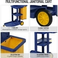 thumbnail image 6 of TUFFIOM Commercial Traditional Cleaning 3-Shelf Janitorial Cart, 500 Lbs Capacity Housekeeping Cart, Wheeled with Yellow VinylBag and Cover w Lid, Blue,, 6 of 9