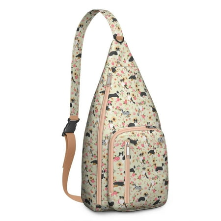 Pet Lover s Shoulder Bag - Hand-drawn Dog Graphic Sling Backpack (Lightweight Chest Bag  Easy Access Pockets)