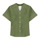 thumbnail image 3 of Camiseta sin mangas de verano para mujer: top holgado sin mangas con cuello en V plisado y dobladillo curvo, mezcla fluida de poliéster y spandex para todas las estaciones, 3 of 3