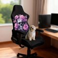 thumbnail image 2 of SCRAWLGOD Skull Rose Butterfly Print Violet Black Print 4 Pieces Gaming Chair Cover, Breathable Computer Chair Cover with Armrest Covers Washable Slipcover for Gaming Rotating Chair with Elastic Band, 2 of 7