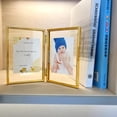 thumbnail image 4 of Gold Floating Frame ;x; Vertical Set For Picture x x x Tabletop Shelf Photo Frame Classy For Wedding Birthday Anniversary Home or Office Decor, 4 of 5