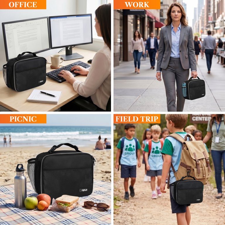 OPUX Insulated Lunch Bag for Kids, Black photo 7