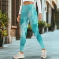 thumbnail image 4 of Renewold Marble Teal Yoga Pants for Women with Pockets Full Length Workout Leggings High Waist Tummy Control Lounge Pants Activewear Fashion Womens Leggings, XS, 4 of 8