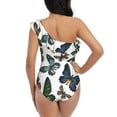 thumbnail image 5 of Rateoe Watercolor Butterflies Pattern Women One Piece Swimsuits Tummy Control One Shoulder Bathing Suits Ruffle Swimwear-, 5 of 6