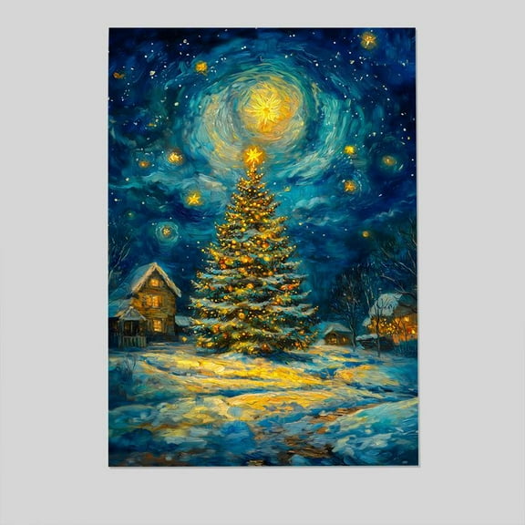 Holiday Poster- Christmas Tree Painting Poster, One Sheet Wall Size 24''x36''-Gategoo