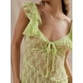 thumbnail image 3 of Women Sheer Lace Dress Summer Bandage Cutout Irregular Ruffle Party Dress for Cocktail Beach Club Streetwear, 3 of 5