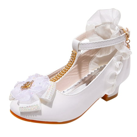 

Children Shoes Princess Single Shoes Stage Fashion Shoes Girls Walk Show White Performance Shoes Kid Wedges