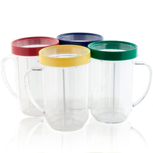 Blendin 4 Pack 16 Ounce Party Mugs Cups With Colored Lip Rings Compatible With Original Magic Bullet Mb1001 Blender Juicer Walmart Com Walmart Com