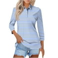 thumbnail image 1 of biudgviw Haut pour Femmes Col Rabattu Manches 3/4 T-Shirts Tendance Habillé Grande Taille Décontracté Tee Bureau Tunique Blouses Automne, 1 of 5
