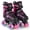 Pink, variant on Gymax Kids Roller Skates 4 Sizes Adjustable Quad Skates w/Light-up Wheels for Ages 7-9 Navy