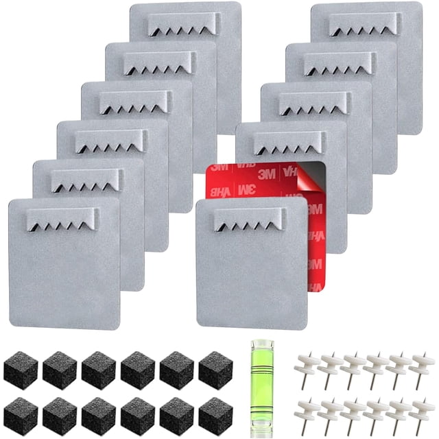 Juego de 12 soportes para fotos y espejos sin taladrar, soporte de pared, soporte para espejo, cierres adhesivos, para colgar espejos, 4 x 4 cm