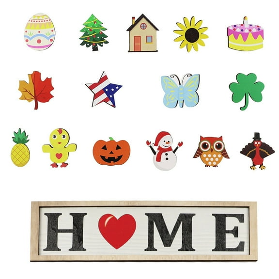 Sunxin Door Hanging Decoration Cute Interchangeable Seasonal Welcome Sign Front Door Decoration Rustic Round Wood Wall Hanging Outdoor Spring Summer Fall Winter All Seasons Holidays