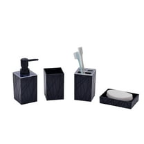 GERsome 4 Piece Bathroom Accessory Set - Toothbrush Holder, Tumbler, Soap Dish, Pump Dispenser