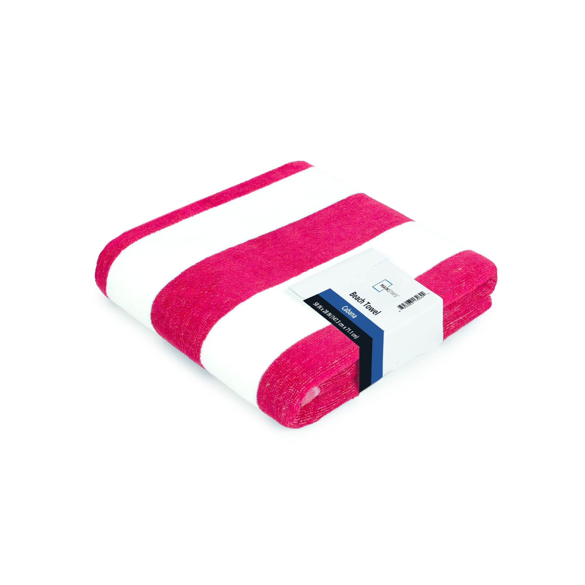 (2 pack) Mainstays Cabana Stripe Beach Towel, 58 in x 28 in, Pink