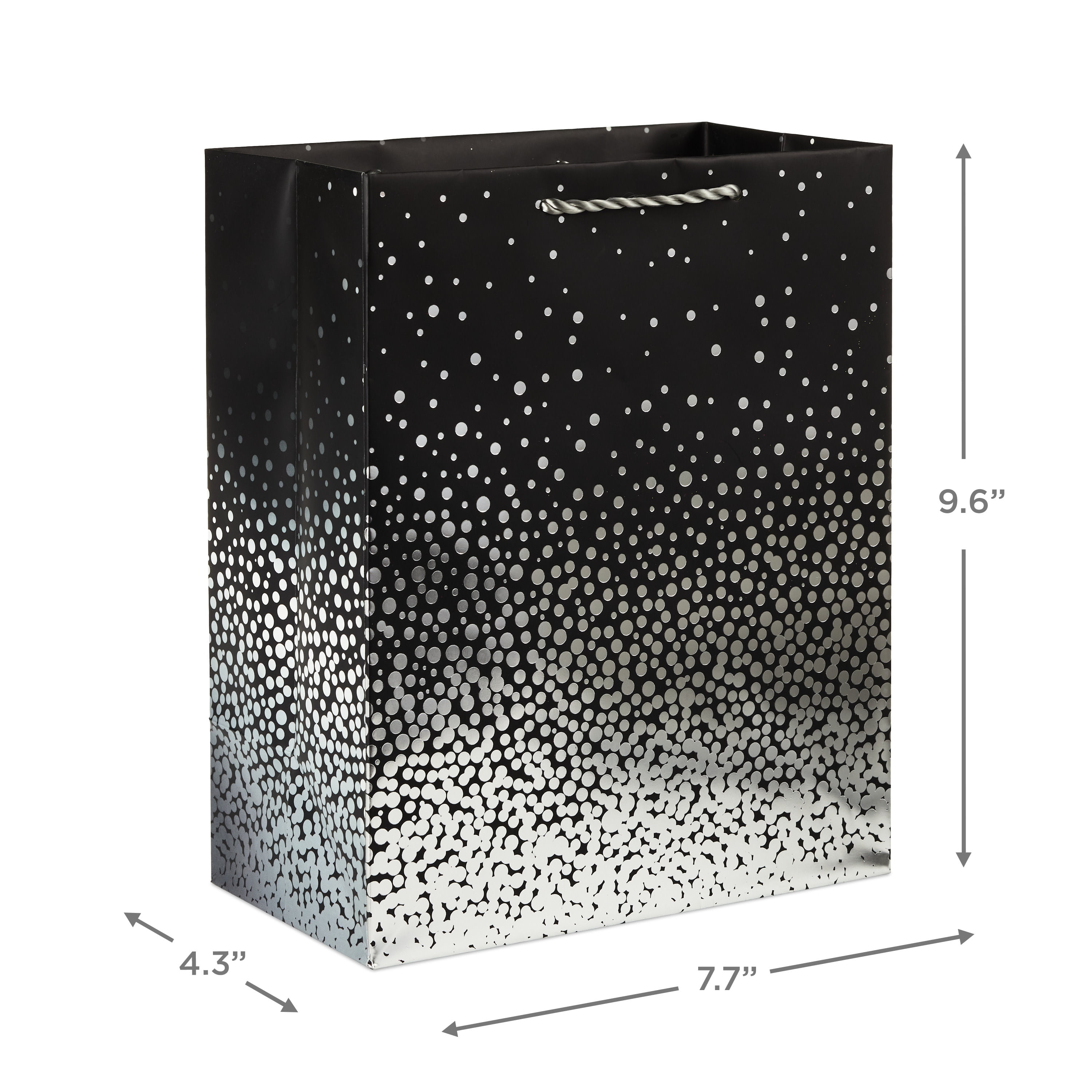 Hallmark Medium Gift Bag (Black with Cascading Silver Dots)