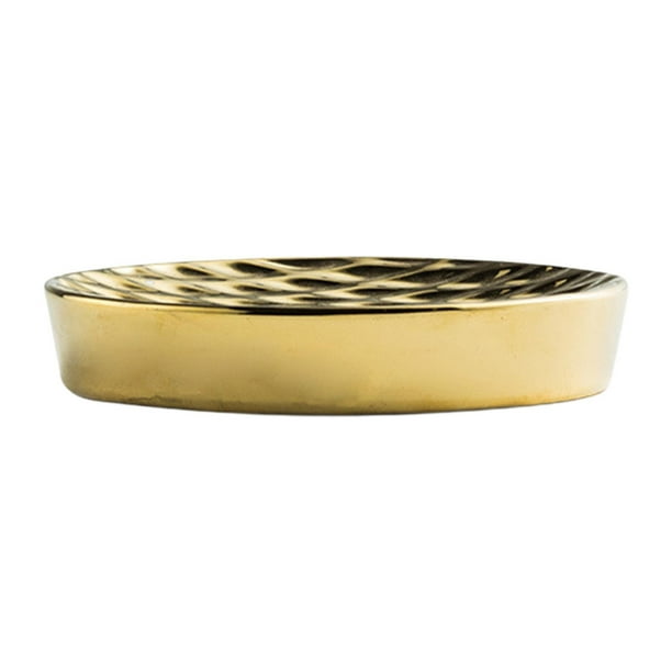 Jabonera de cerámica para ducha, resistente, decorativa, moderna, para encimera. Oro