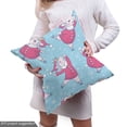 thumbnail image 5 of Ambesonne Cartoon Fabric by the Yard Upholstery, Unicorn Skates Santa Coat, 2 Yards, Pink Pale Sky Blue, 5 of 5