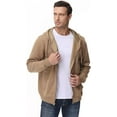 thumbnail image 3 of QPNGRP Men's Full-Zip Hoodie Lightweight Hoodie Sweatshirt Jacket Solid Hooded with Kanga Pocket Khaki M, 3 of 6