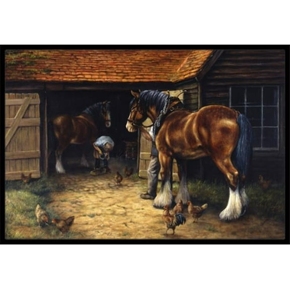 Horse & the Blacksmith by Daphne Baxter Indoor or Outdoor Mat, 24 x 36