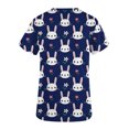 thumbnail image 5 of LSLJS Blouse d'Uniforme de Travail à Manches Courtes Col en V avec Poches, Imprimé Œuf et Lapin de Pâques pour Femmes, 5 of 5