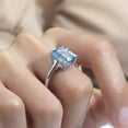 thumbnail image 6 of Emerald Cut Lab Created Sky Blue Topaz and Moissanite Solitaire Wedding Ring in 925 Sterling Silver – December Birthstone Cocktail Ring – Unique Statement Gift for Women, 6 of 8