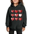 thumbnail image 3 of yoeyez Girls Valentine Hoodies Heart Print Long Sleeve Sweatshirt Casual Holiday Outfit Cute Valentine's Clothing for Kids Black,3 Years, 3 of 6