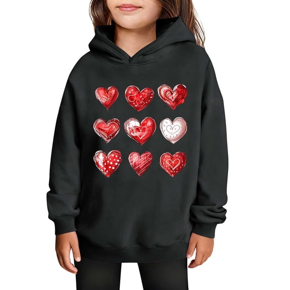 Lover Oversized Outfits for Kids Girl Boy Winter Fall Long Sleeve Fleece Lined Sherpa Valentines Lounge Kawaii with Hood Hood Outfits Sweatshirt Kid 2026
