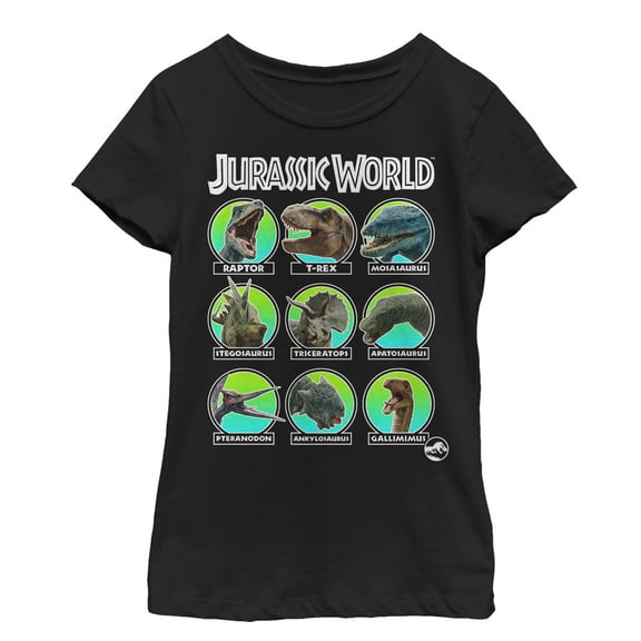 Girl's Jurassic World: Fallen Kingdom Dino All Stars  Graphic Tee Black Large