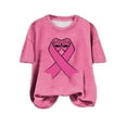 thumbnail image 2 of Fartey Pink Ribbon Shirts for Women Breast Cancer Awareness Short Sleeve Tshirts Inspirational Crew Neck Tees Cancer Survivor Tops Pink XL, 2 of 5