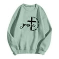 thumbnail image 4 of Tiweut Christian Sweatshirts Women Jesus The Way The Truth The Life Bible Verse Shirt Religious Crew Neck Pullover,Green,2XL, 4 of 4